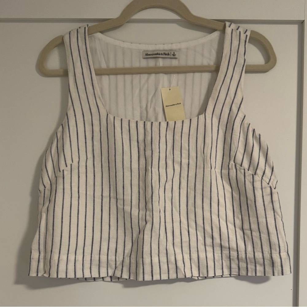 Abercrombie & Fitch Blue and White Striped Tank Top